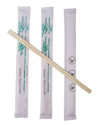 Tensoge Bamboo Chopsticks With Logo Print Individual Full Paper Wrapped  Twins Tensoge Round Bulk disposable bamboo chopsticks